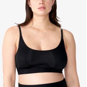 Bodily Maternity and Nursing Black Ribbed Bra micromodal Medium